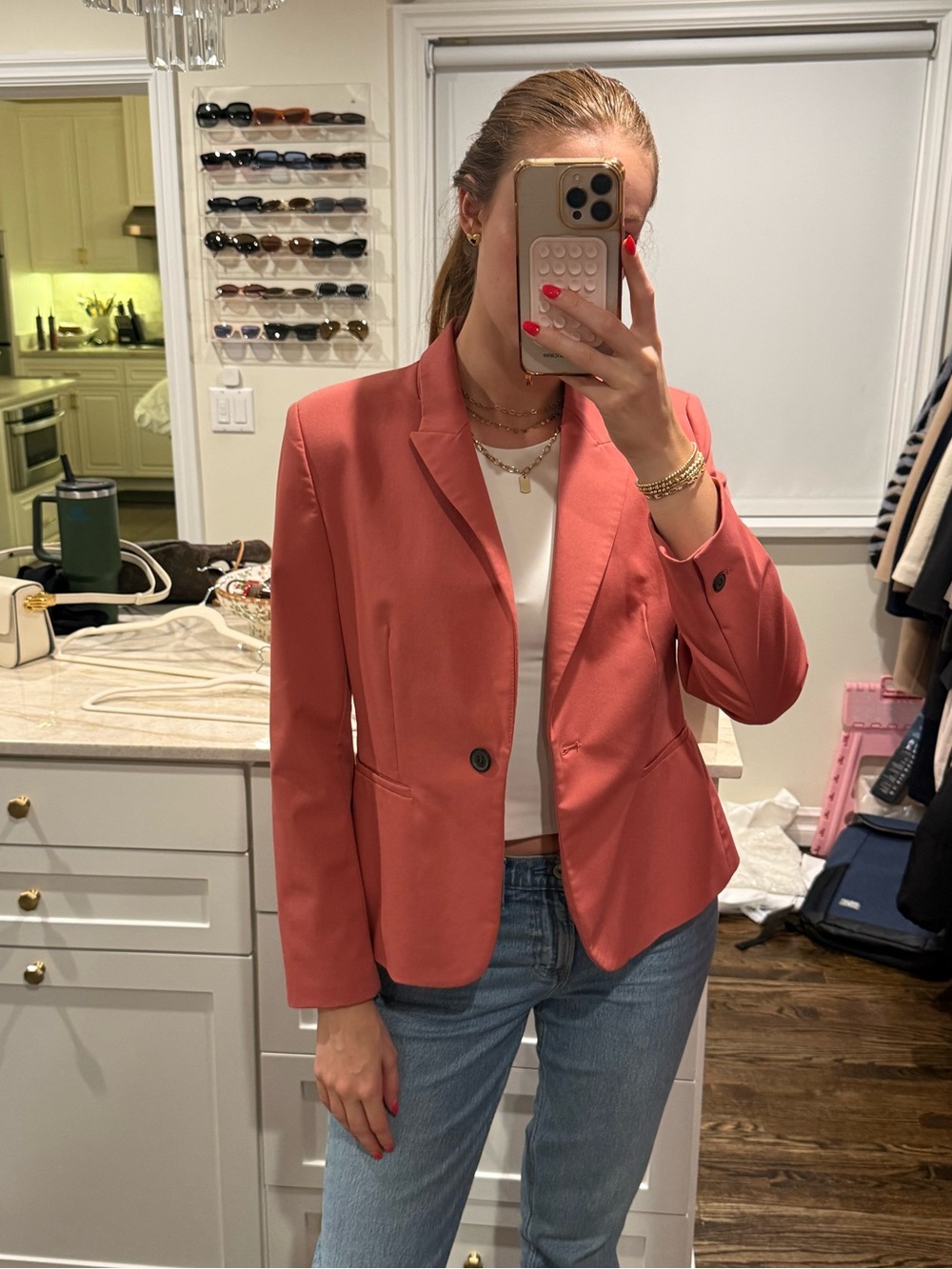 Women's Zara Coral Single-Button Blazer Jacket